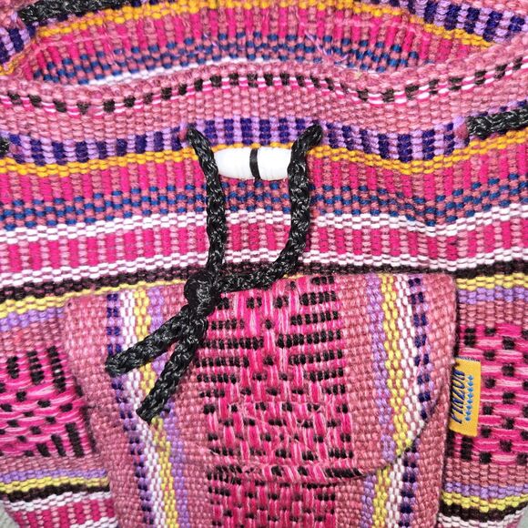 PINZON Handwoven Mini Backpack Boho Hippie Colorful bag 6X7 Multicolor - Picture 11 of 16